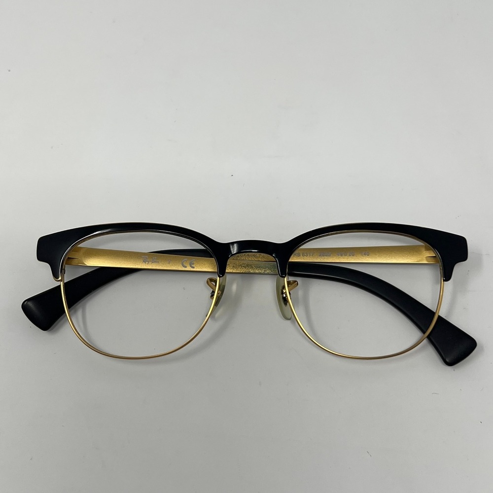 Ray-Ban RB6317 Black Gold Clubmaster Eyeglasses 49-20-140 Unisex Frame Only